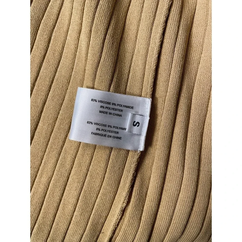 Proenza Schouler Ribbed Knit Long Sleeve Maxi‎ Cardigan Dress Mustard Yellow S
